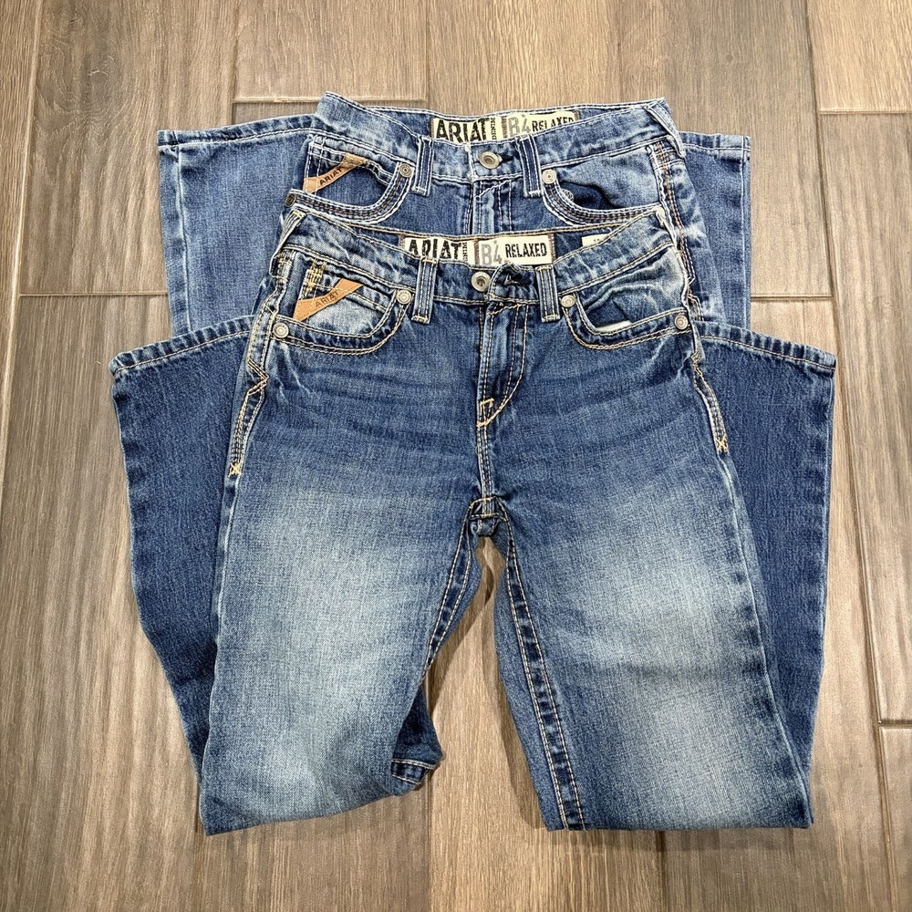 Ariat B4 boys Relaxed Bootcut Blue Medium Wash Denim Riding Jeans Size 12 Lot
